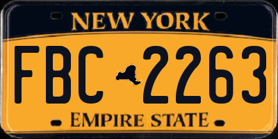 NY license plate FBC2263