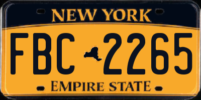 NY license plate FBC2265