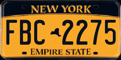 NY license plate FBC2275