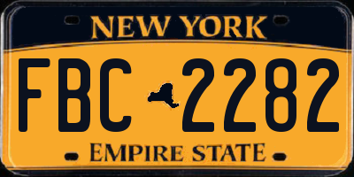 NY license plate FBC2282