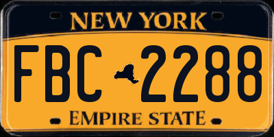 NY license plate FBC2288