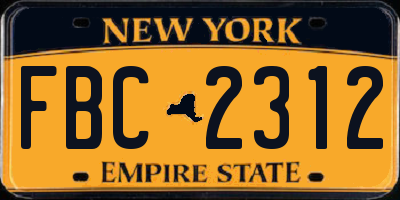NY license plate FBC2312