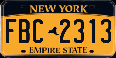 NY license plate FBC2313