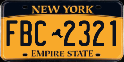 NY license plate FBC2321