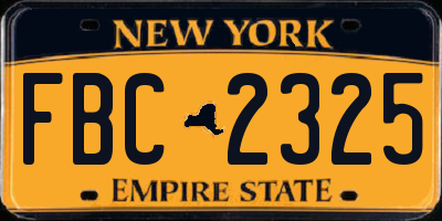 NY license plate FBC2325