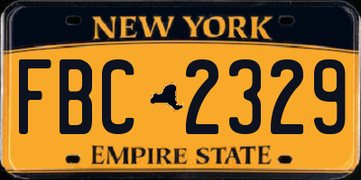 NY license plate FBC2329