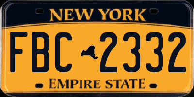 NY license plate FBC2332