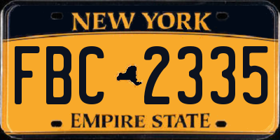 NY license plate FBC2335