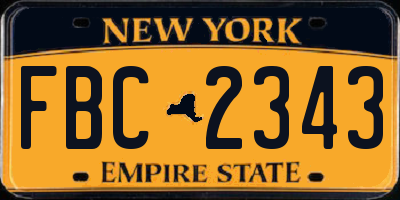 NY license plate FBC2343