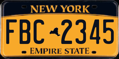 NY license plate FBC2345
