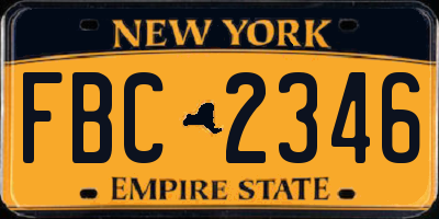 NY license plate FBC2346