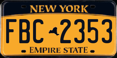 NY license plate FBC2353