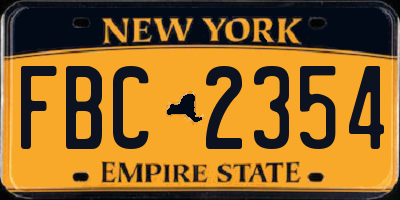 NY license plate FBC2354