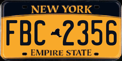 NY license plate FBC2356