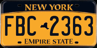 NY license plate FBC2363