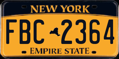 NY license plate FBC2364