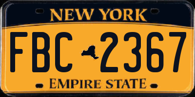 NY license plate FBC2367
