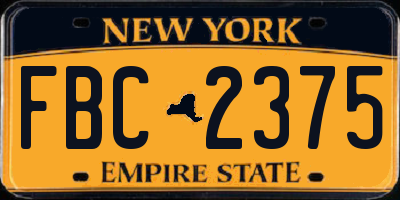 NY license plate FBC2375
