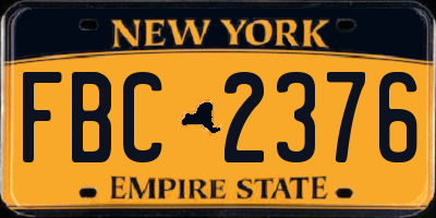 NY license plate FBC2376