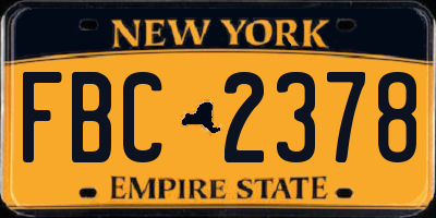 NY license plate FBC2378
