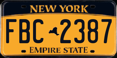 NY license plate FBC2387