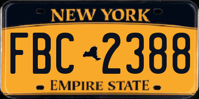 NY license plate FBC2388