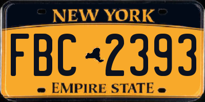 NY license plate FBC2393