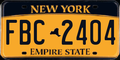 NY license plate FBC2404