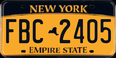 NY license plate FBC2405