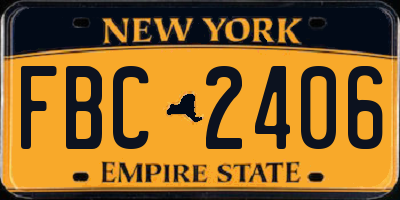 NY license plate FBC2406