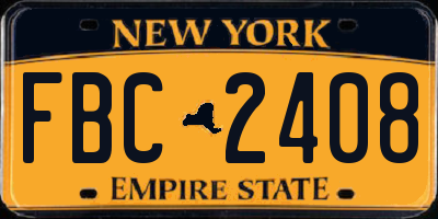 NY license plate FBC2408