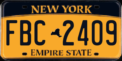 NY license plate FBC2409