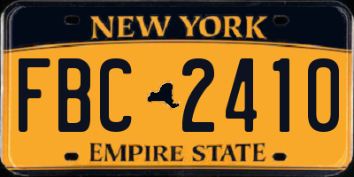 NY license plate FBC2410