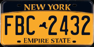 NY license plate FBC2432