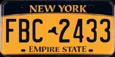 NY license plate FBC2433