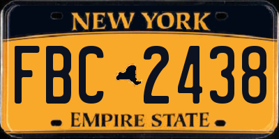 NY license plate FBC2438