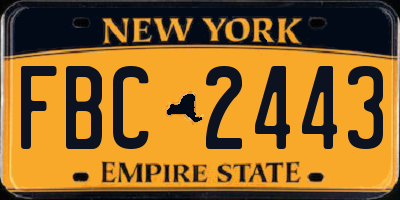 NY license plate FBC2443