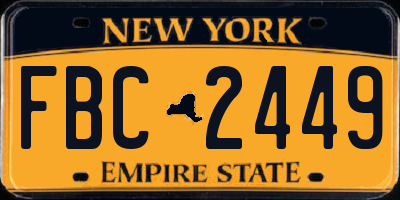 NY license plate FBC2449