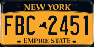 NY license plate FBC2451