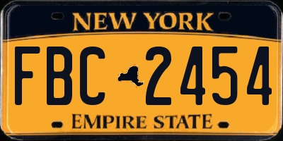 NY license plate FBC2454
