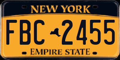 NY license plate FBC2455