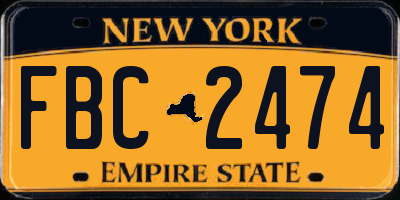 NY license plate FBC2474