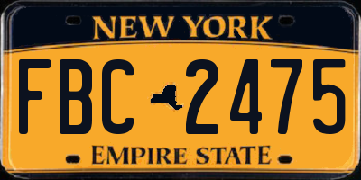 NY license plate FBC2475
