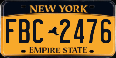NY license plate FBC2476