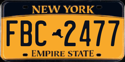NY license plate FBC2477