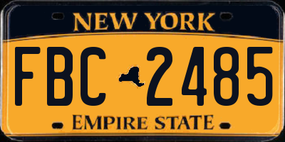 NY license plate FBC2485