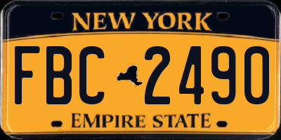 NY license plate FBC2490
