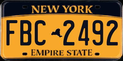 NY license plate FBC2492