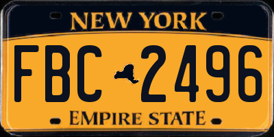 NY license plate FBC2496
