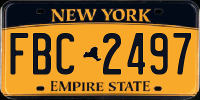 NY license plate FBC2497